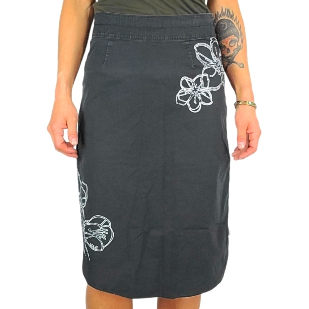 Lolë Cotton Skirt Size 2 Black Asymmetrical